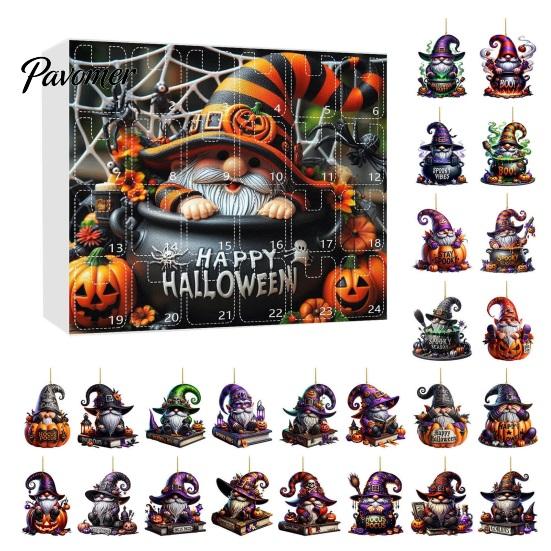 Acrylic Halloween Ornaments 2025 Gnome Advent Calendar 2D Hanging Multi-purpose Decor Set 24 Days Countdown for Holiday Home Festive Decorations