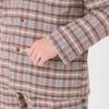 Gunze Brown Made In Long Sleeve and Pants Brushed SF4315 Men's Pajamas, 100% Cotton, Japan, (Front Opening), Flannel, Pre-Dyed Fabric,