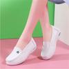 Fashion New Women Flat Genuine Leather Nurse Shoes Casual White Wedge Soft Bottom Slip On Moccasins Comfortable Hollow Out Work Shoes