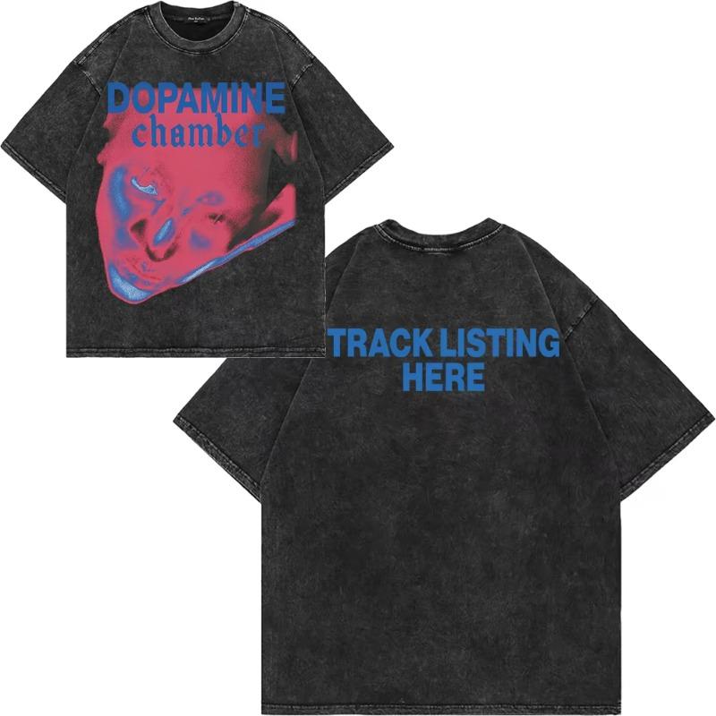 100% Bavlna Vintage Prané Fontaines DC Dopamine Chamber Tričko Módní Pánské Estetické Retro Volné Prané Tričko
