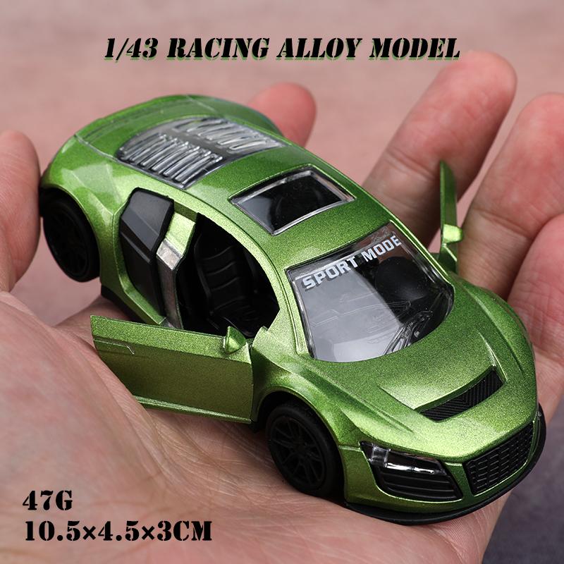 (Eingetütet)1:43 R8 Rennwagen, Legierungsmodellauto, Simuliertes Fahrzeug, Kinderlegierungsauto, Jungen-Spielzeugmodell, Autodekorationen