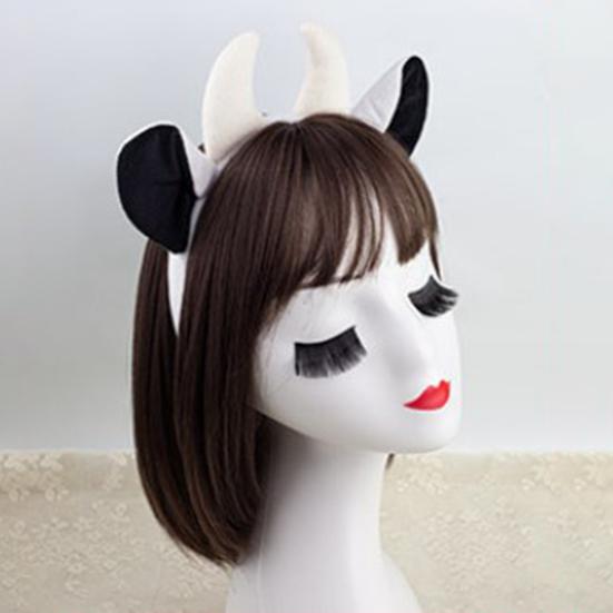 Cow Ears Hair Hoop Set with Bendable Tail Adults Teens Farm Animal Costume Set Black White Cow Accessories
