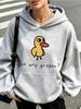 Women's Casual Fashionable Hoodies with Cute Cartoon Duck Print Vintage Style Sweatshirts Graphic Pullovers Clothes Femme Outfit