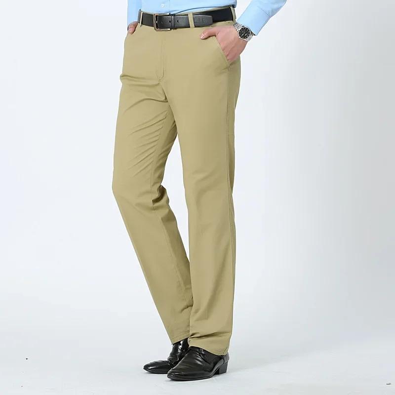 Men s Trousers Straight High Waist Cotton Men Trousers Slacks Loose Pants for Male Casual Trouser Man Pant 29
