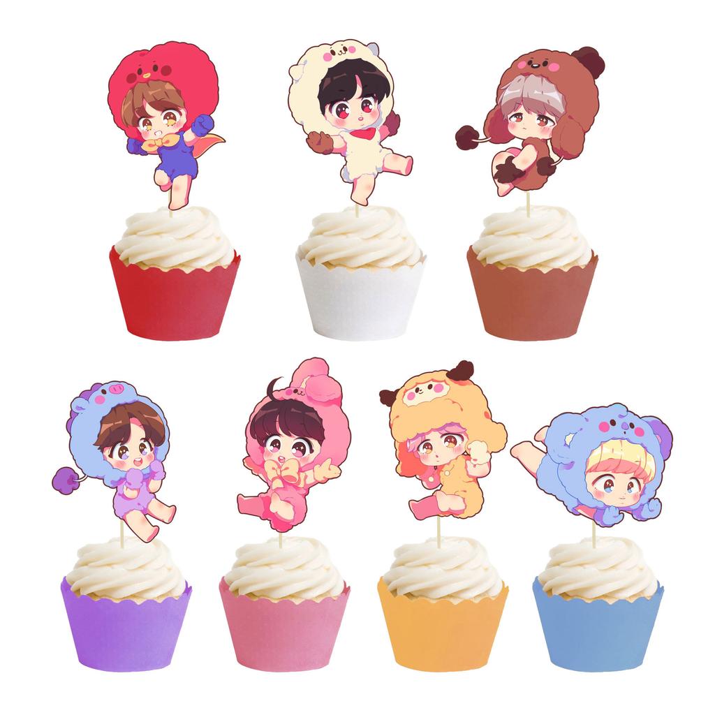Buy KPOP BTS BT21 Theme Bangtan Boy Balloons + Cake Toppers + Happy  Birthday Banner Flag Party Decoration at affordable prices — free shipping,  real reviews with photos — Joom