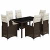 VidaXL Garden Bistro Set 7 Pcs Brown Cushions Poly Rattan 3277067