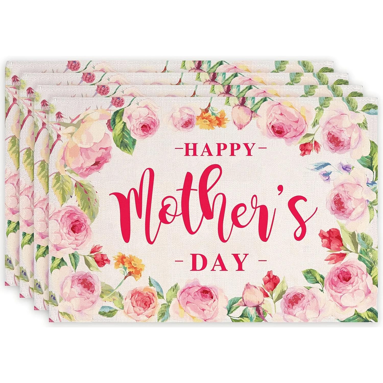 

1PC Mother s Day Placemats Pink Watercolor Floral Placemats Birthday Family Gathering Kitchen Restaurant Indoor 1PC 30x45CM