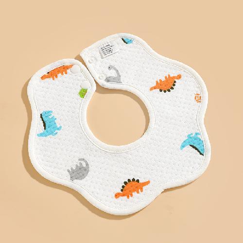 Ins Double-sided Cotton Waterproof Bib Crepe 360-degree Rotating Saliva Towel Children's Breathable Gauze Baby Bib