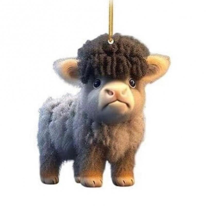 Cartoon Cow Endearing Car Ornament Acrylic Hanging Pendant For Vibrant Car Interiors