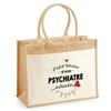 Beach Bag - PLANETEE - Jute with Pocket « Beloved Psychiatrist's Bazaar » - Cotton - 43x33 Cm - Printed In France