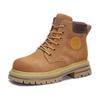 Herbst Martin Stiefel Damen Britischer Stil Retro Leder Große Gelbe Stiefel Runde Spitze Lässige Kurze Stiefel Leder Damenstiefel