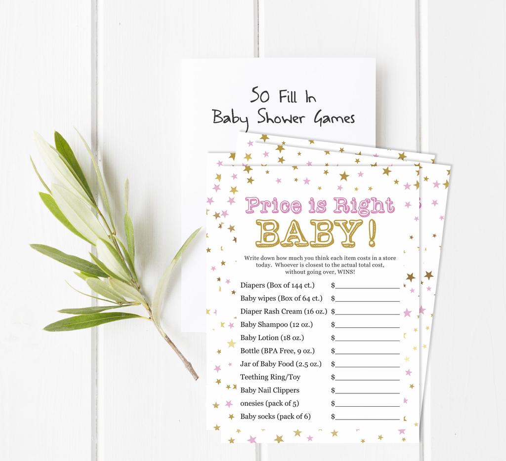 Inkdotpot 50-PackA  Baby WordA  ScrambleA  Baby ShowerA  Game Cards Confetti Star Gender Neutral Party Supplies-Fun Baby Shower
