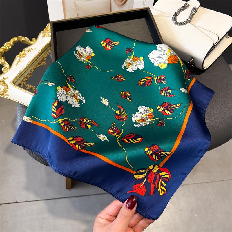 Peony Huayun Printed Silk Scarf Square Scarf Premium Versatile Shawl Sunscreen Neck Small Square Scarf Headscarf Women's Scarf
