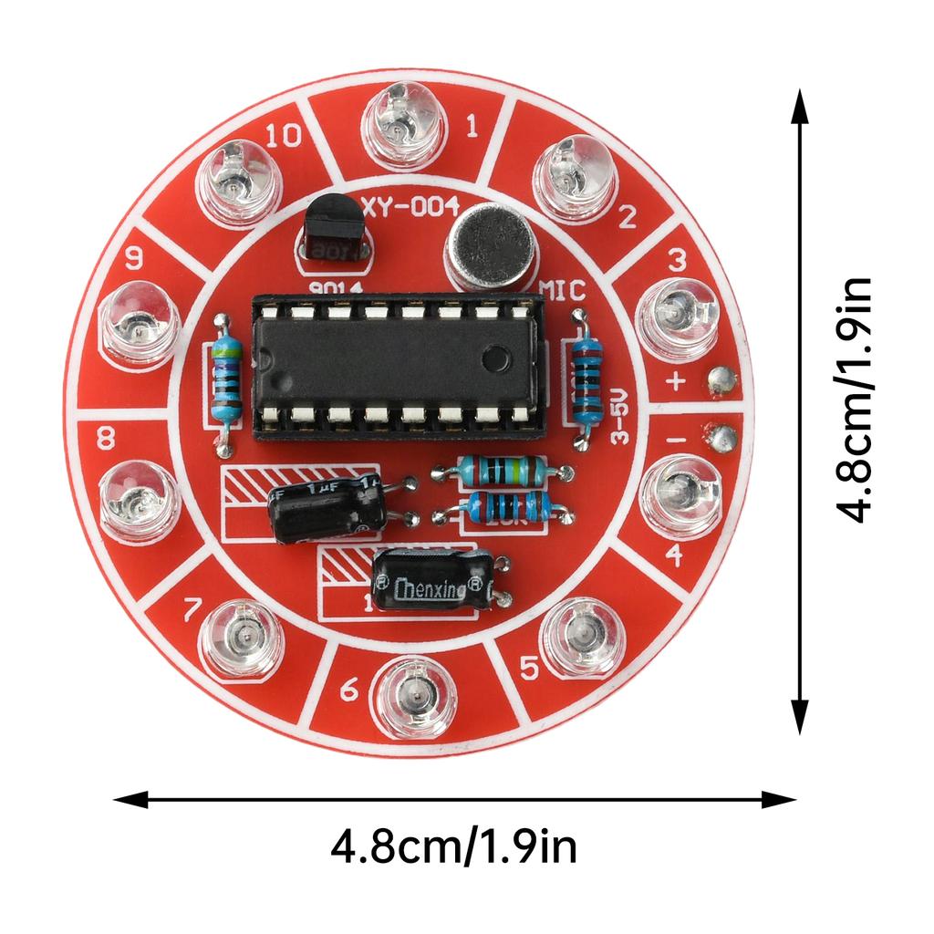 10 LED Colorful Flowing Light DIY Kit DC 3-5V Sound Control Rotating Light Electronic Soldering Practice Board Assemble Set