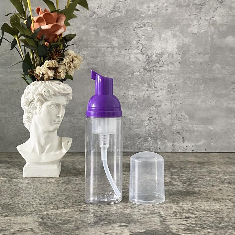 In Stock: 60ml Clear PET Foaming Facial Cleanser Bottle with Press-Top for Travel or Hotel