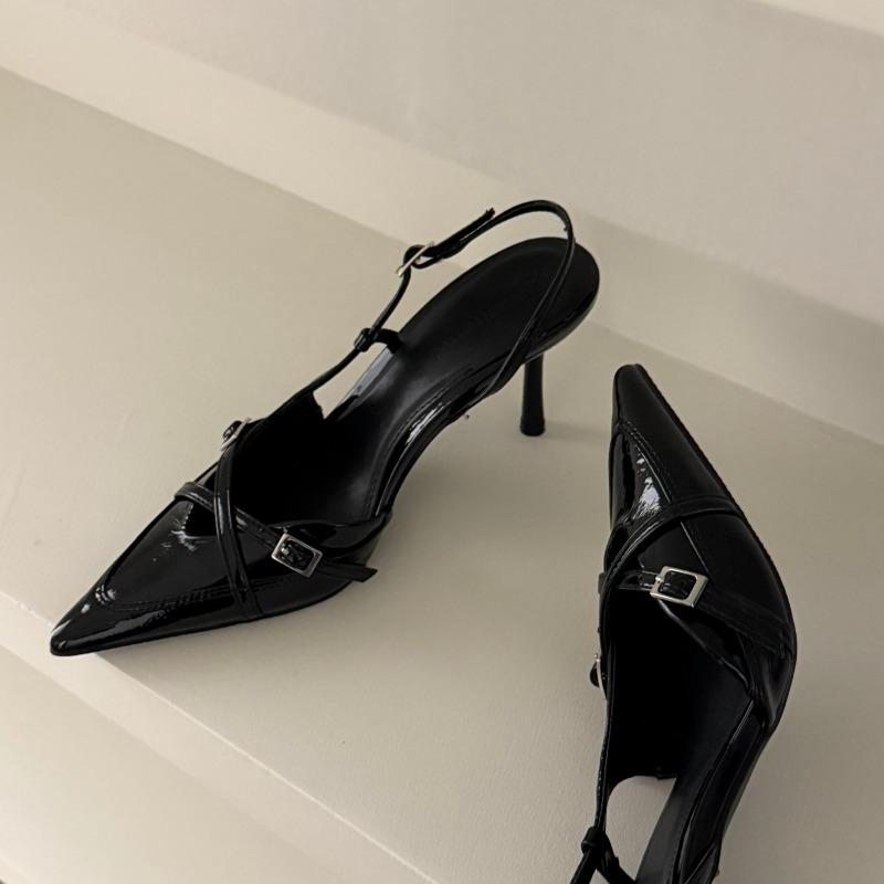 Fashion Low Sandals Woman Leather Open Shoes Heel Suit Female Beige Low-heeled Stiletto Spring Closed Retro Fashion 2025 Comfort High