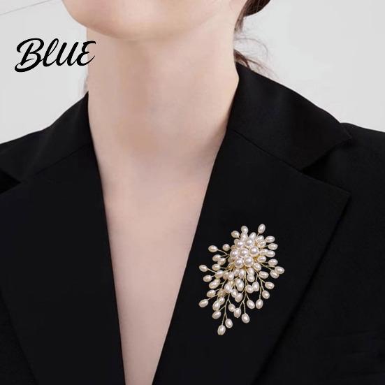 Women Brooch Zinc Alloy Pin Irregular Shape Imitation Pearls Lapel