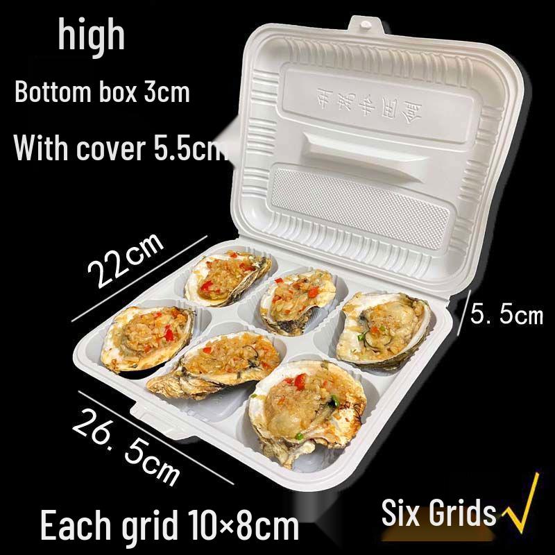 Six-Compartment Disposable Takeaway Box for Oyster, Scallop, Eggplant, and BBQ Dishes
