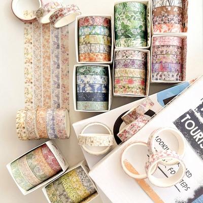 5 Rouleaux Masking Tape Fleur de Printemps Auto-adhésif Multicolore Masking Tape d'Emballage Ruban Artistique DIY Décoration de Cadeau