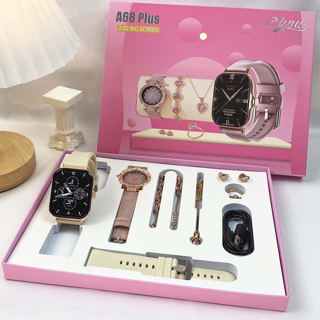 A58 Plus Women's 8-in-1 Diamond Smartwatch & Jewelry Set