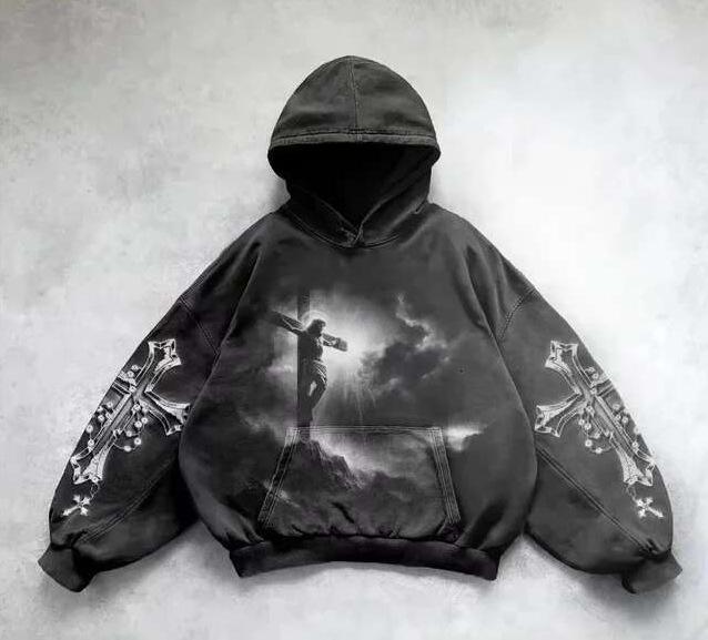 Washed hooded sweater pullover hoodie winter