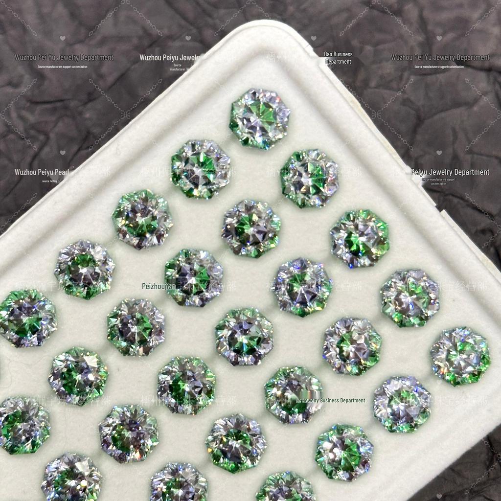 Octagonal Queen Cut Zircon Gem, 6/8mm, Super Sparkle Coated for DIY Jewelry