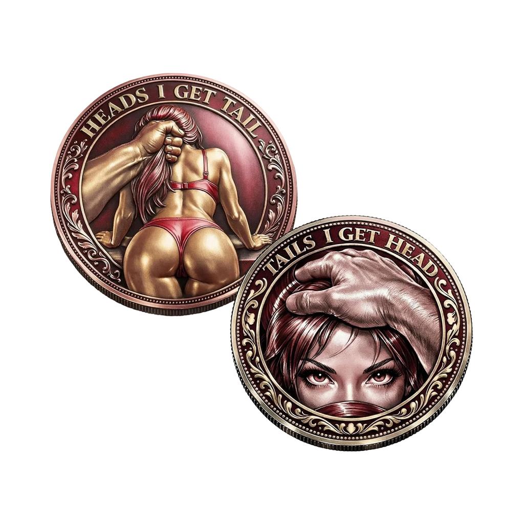 Heads I Get Tail/Tails I Get Head Commemorative Coin, Funny Heads And Tails Challenge Decision Coin, Double-Sided , Humor Prank Gift For Adult