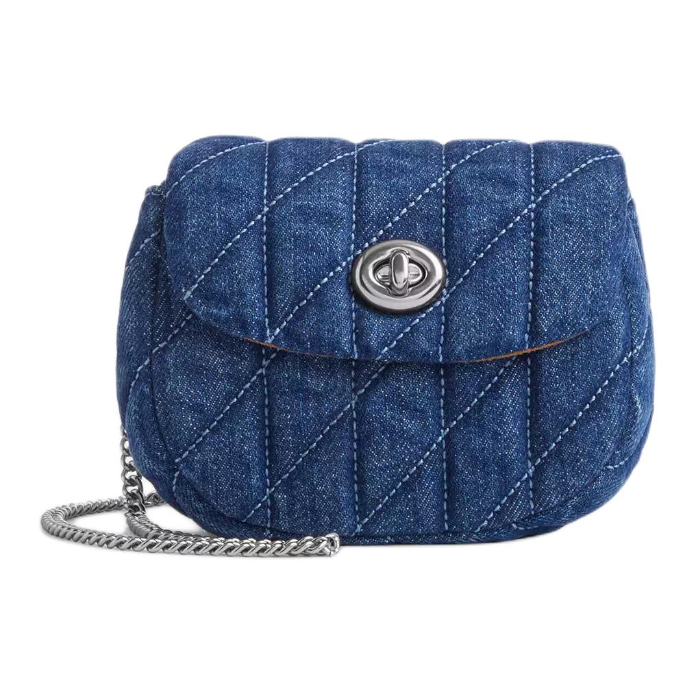 

Coach Quilted Denim Mini Crossbody Bag Chain Shoulder Daily CAL34-SVDE Basic Set (Bag+Dust Bag)
