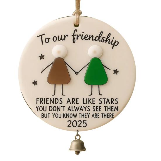 Friendship Sea Glass Christmas Ornament Round/Heart Shaped Friendship Keepsake for Best Friends Handmade Sea Glass Art Hanging Ornament