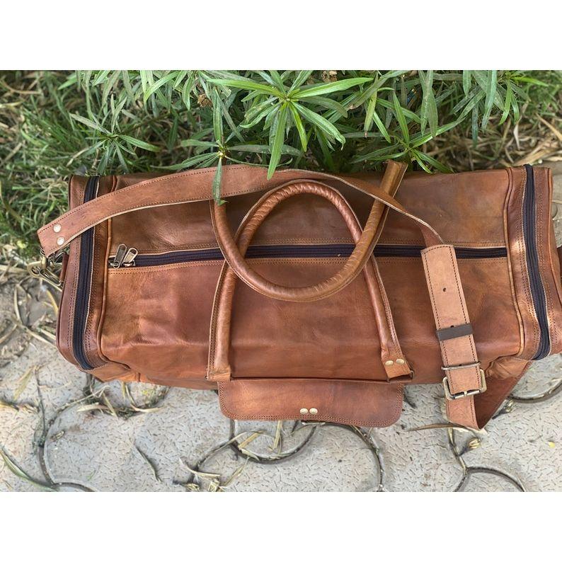 24" Leder-Seesack, Reisetasche, Handgepäck, Übernachtungstasche, Leder-Reisetasche, Urlaub, handgefertigte Reisetasche