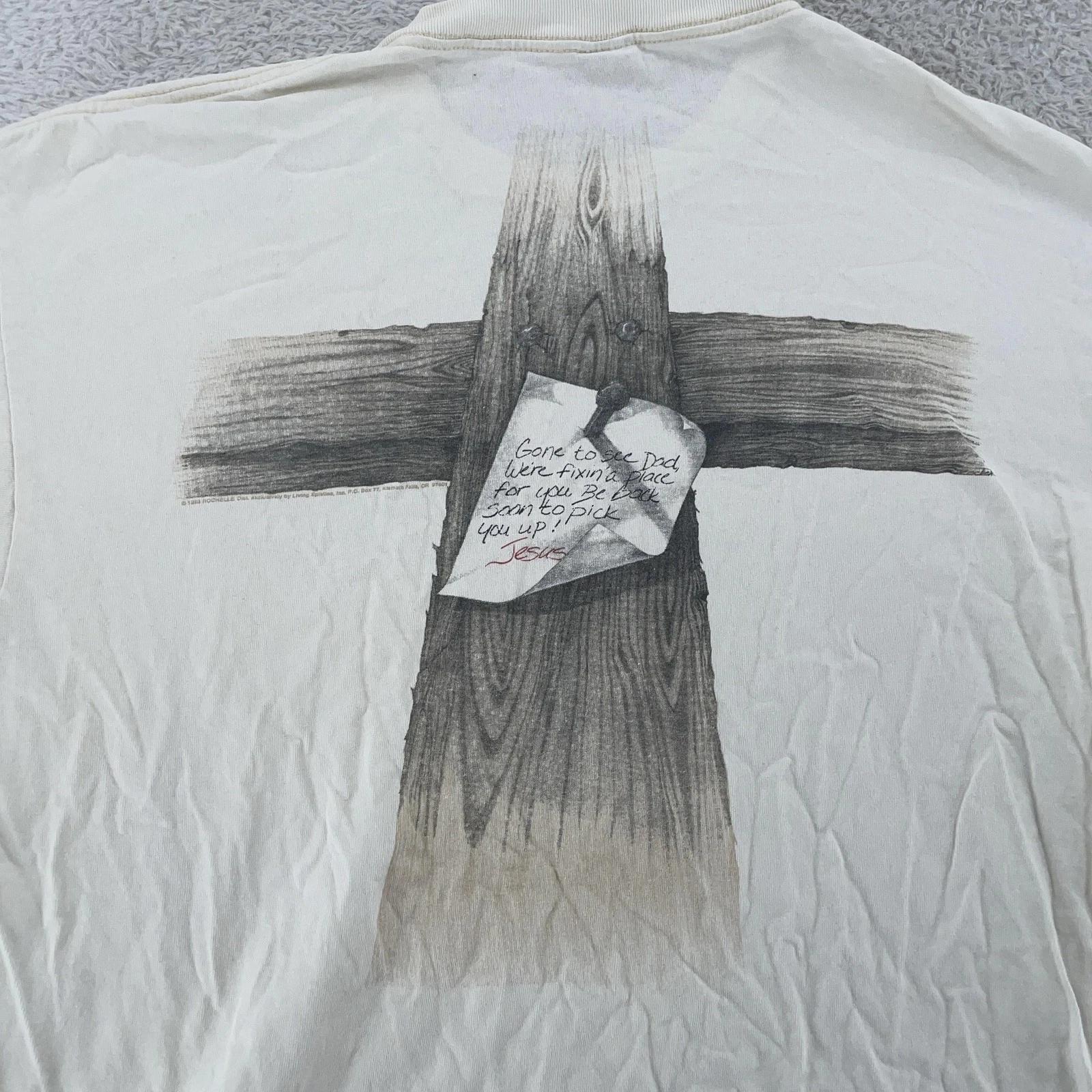 

Винтажная футболка 90-х Jesus Gone To See Dad XL Бог Религиозный Христианский Крест S