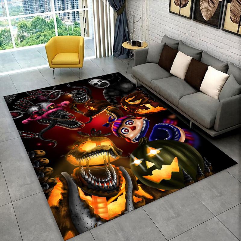 Klassischer F-FNAF Horror Spiel Freddy Teppich Teppich für Spielzimmer Schlafzimmer Wohnzimmer Sofa Heimdekoration, Kinderteppich Rutschfeste Fußmatte