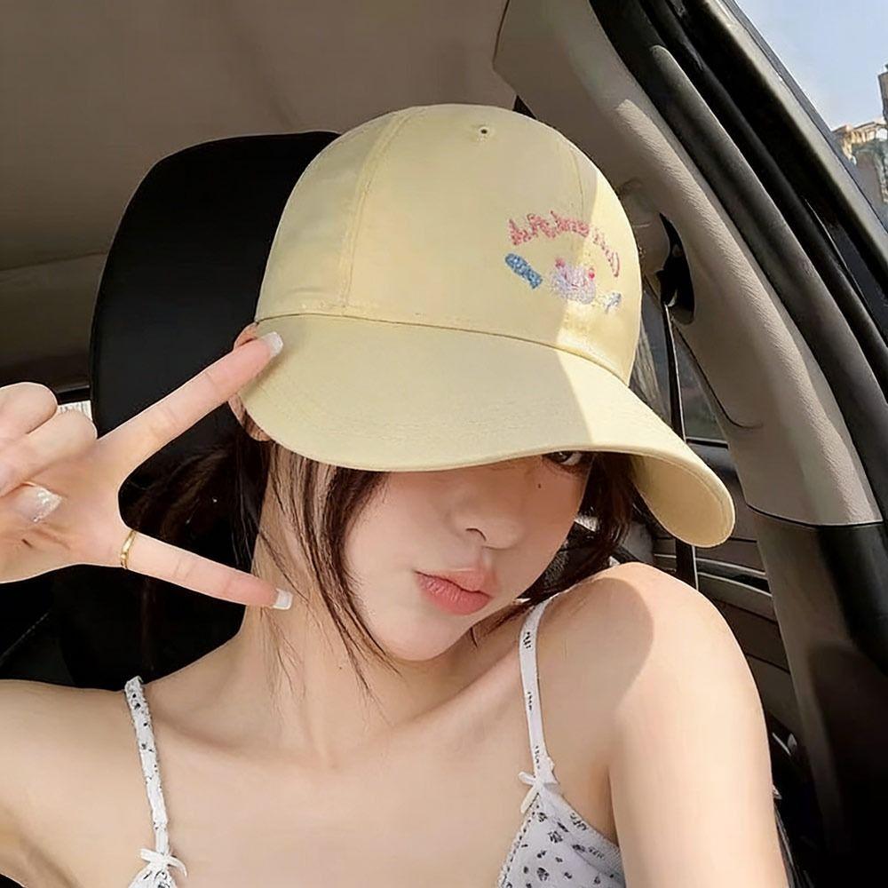 Casual Embroidery Baseball Cap Cartoon Cat Breathable Sunshade Hat Adjustable Wide Brim Hat