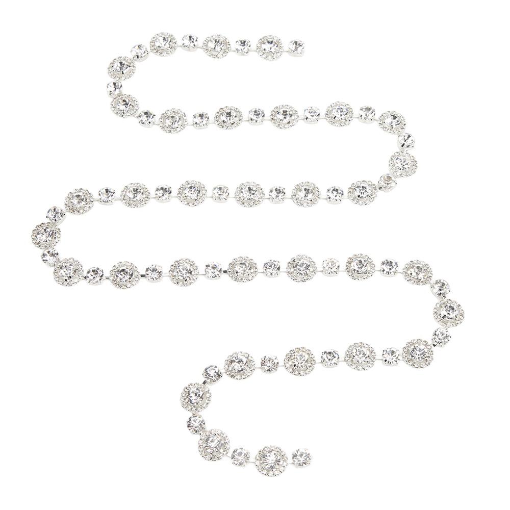 1pcs Glass Crystal Rhinestone Chain Trim 1 Yard Length Crystal Applique Trim  For Garment Decoration