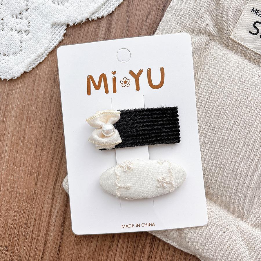 Elegant Simple Lace Bow Baby Hair Clips Fashion Korean Style Girls Students Hairpin Headwear Black White Kids Accessories