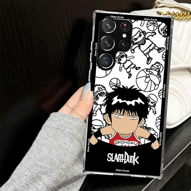 S-SLAM DUNK Cute Case for Samsung Galaxy S25 S24 S23 S22 Ultra Soft Phone Cover S25 Edge S21 Plus S20 FE S10 + Black Cover