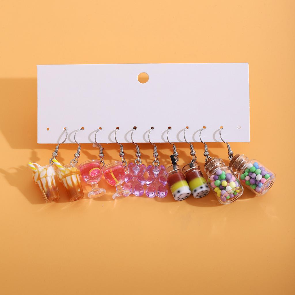 Creative Small Fresh Cloud Candy Ice Cream Earrings, Macaron Drift Bottle Design Temperament Ear Hook Set