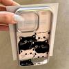 Cute Black White Cat Electroplated Clear Phone Case For iPhone 17 Pro Max 16 15 14 13 12 11 Pro 16 Plus 17 Air Shockproof Cover