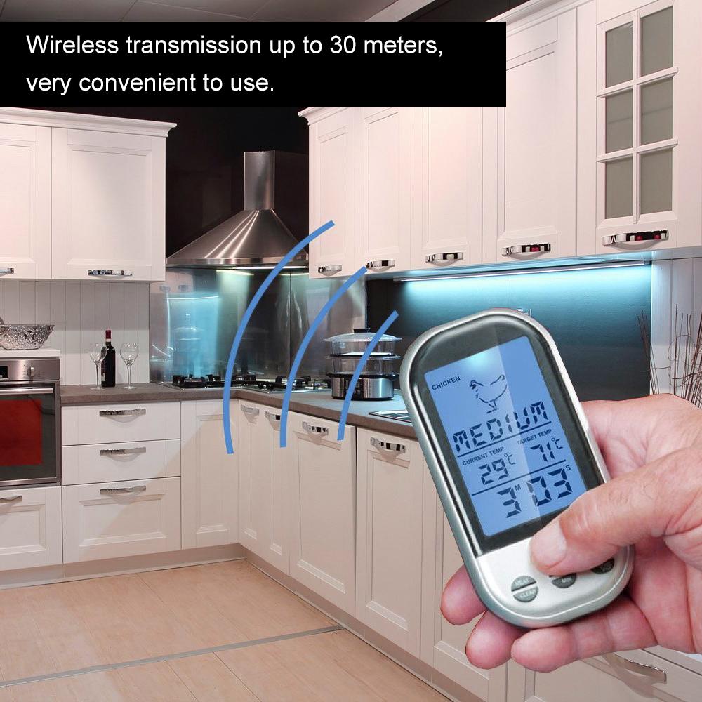 Trådlös Digital Mattermometer Timer Larm Kött Grilltermometer Sond Biff BBQ Temperaturmätare