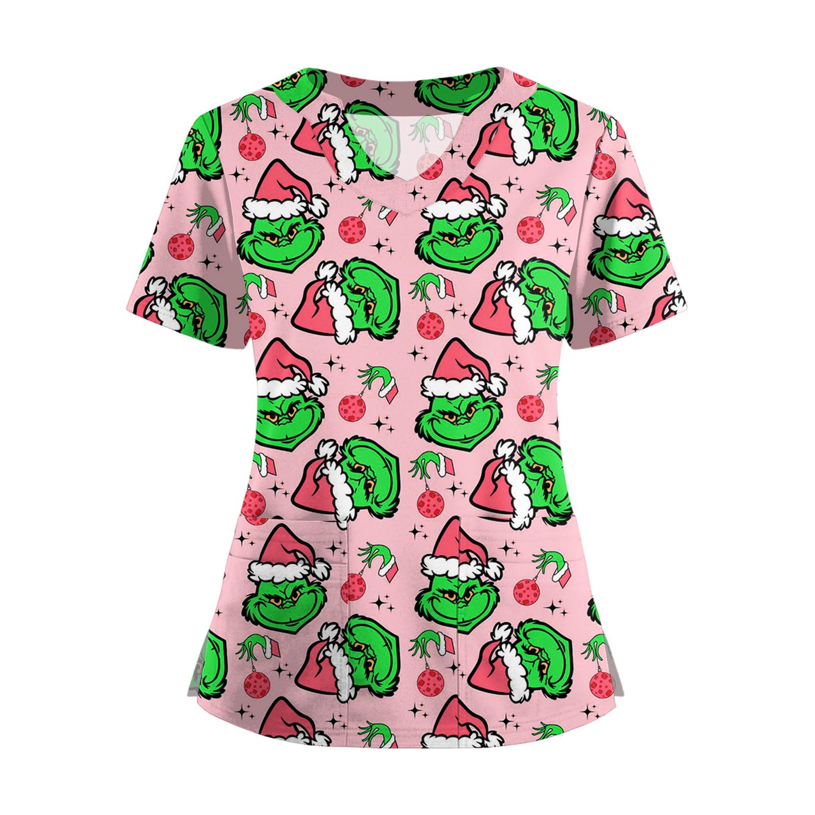 

Женская футболка с коротким рукавом, рождественским принтом, V-образным вырезом, на пуговицах сбоку и разрезом XL розовый