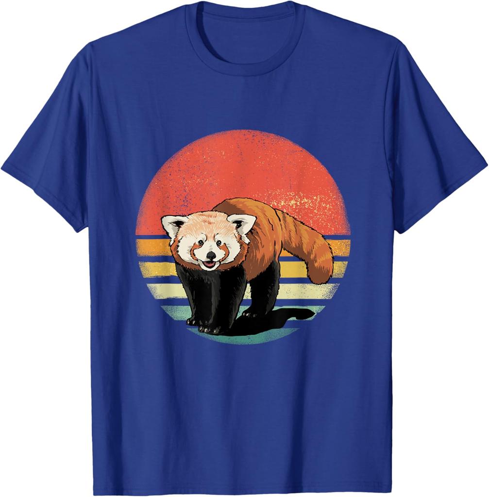 Retro Red Panda Sunset Vintage Animal Lover Graphic Tee Shirt Casual Unisex