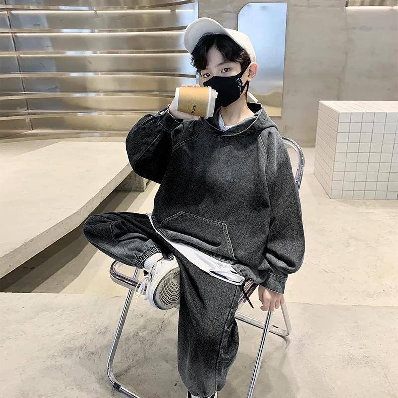 Children's Clothing, Boys' Denim Suits, Autumn Clothes, Handsome Children's Spring and Autumn Two-piece Suits, Autumn Boys