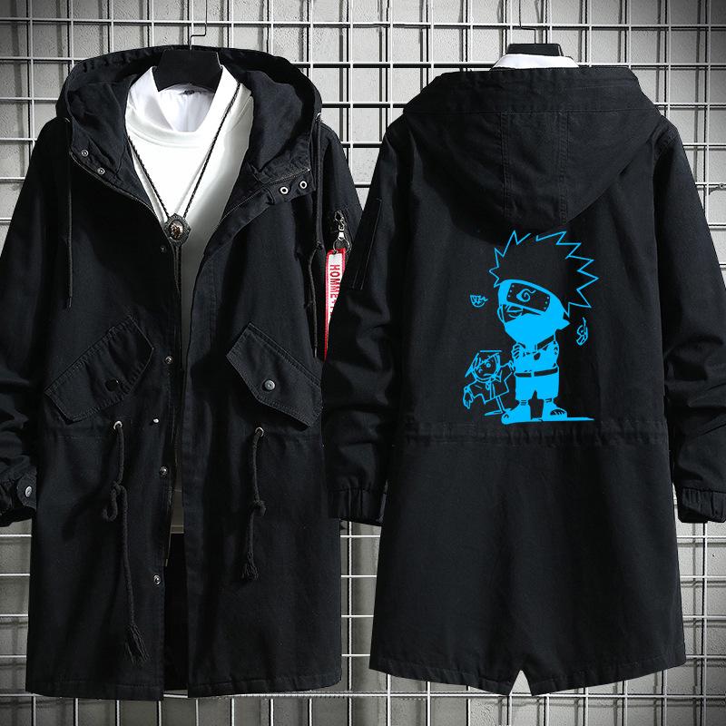 Толстовка из японского аниме для мужчин Harajuku костюм для косплея пальто пальто с капюшоном черная одежда ветровка 2XL 6890₽
