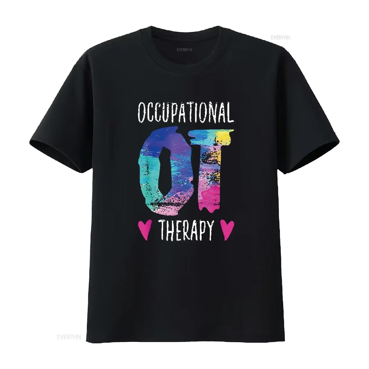 Colorful OTA Occupational Therapy Therapist Womens T Shirt vintage Washed Casual Breathable fashion Soft Stylish Stretched S