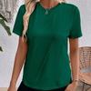 Ladies Summer Short Sleeve O Neck Solid Color Pullover T Shirt Top