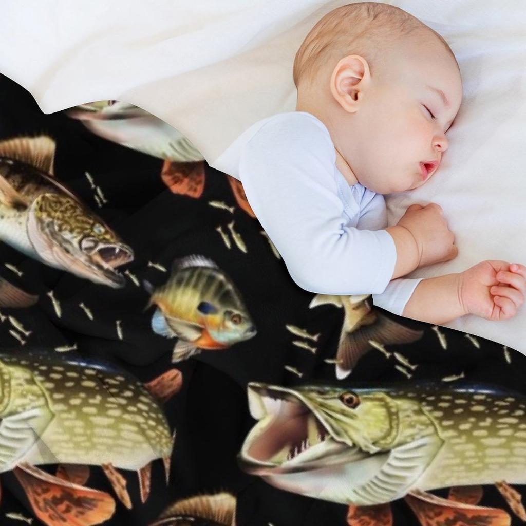 Mary Tracy - Walleye, Pike and Bluegill Throw Blanket Loose Stuffeds Kid'S Soft Plush Plaid Blankets