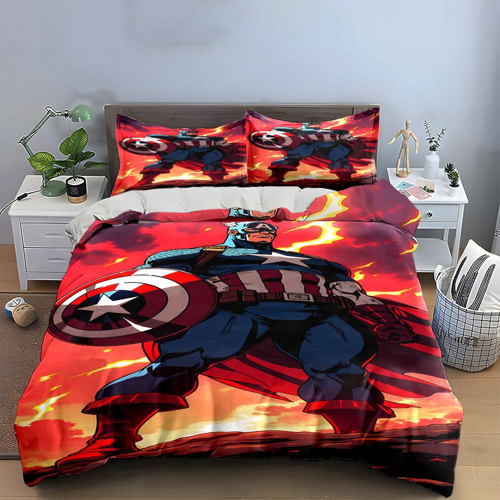Superhero Holding Shield. Bedding Sets Duvet Cover Sets Duvet Covers Pillowcases(1 * Duvet Cover 2 * Pillowcases Without Duvet Insert)