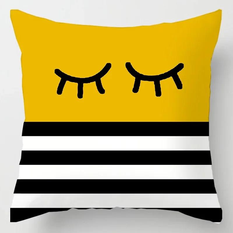 Fashionable Luxury Home Decoration Geometric Lines Abstract Style Ginkgo Leaf Print Pillow Cover Office Chair Cushion Cover