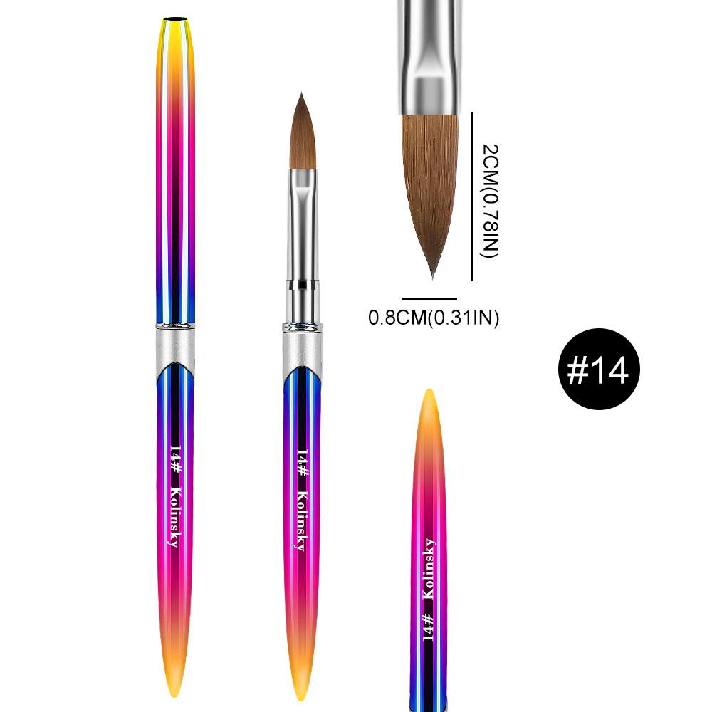 Kolinsky Pincel de Unhas para Manicure Pincel de Gel para Unhas Pincel de Arte 3D Acrílico Líquido Pó Escultura Pincel de Gel Delineador Caneta de Desenho