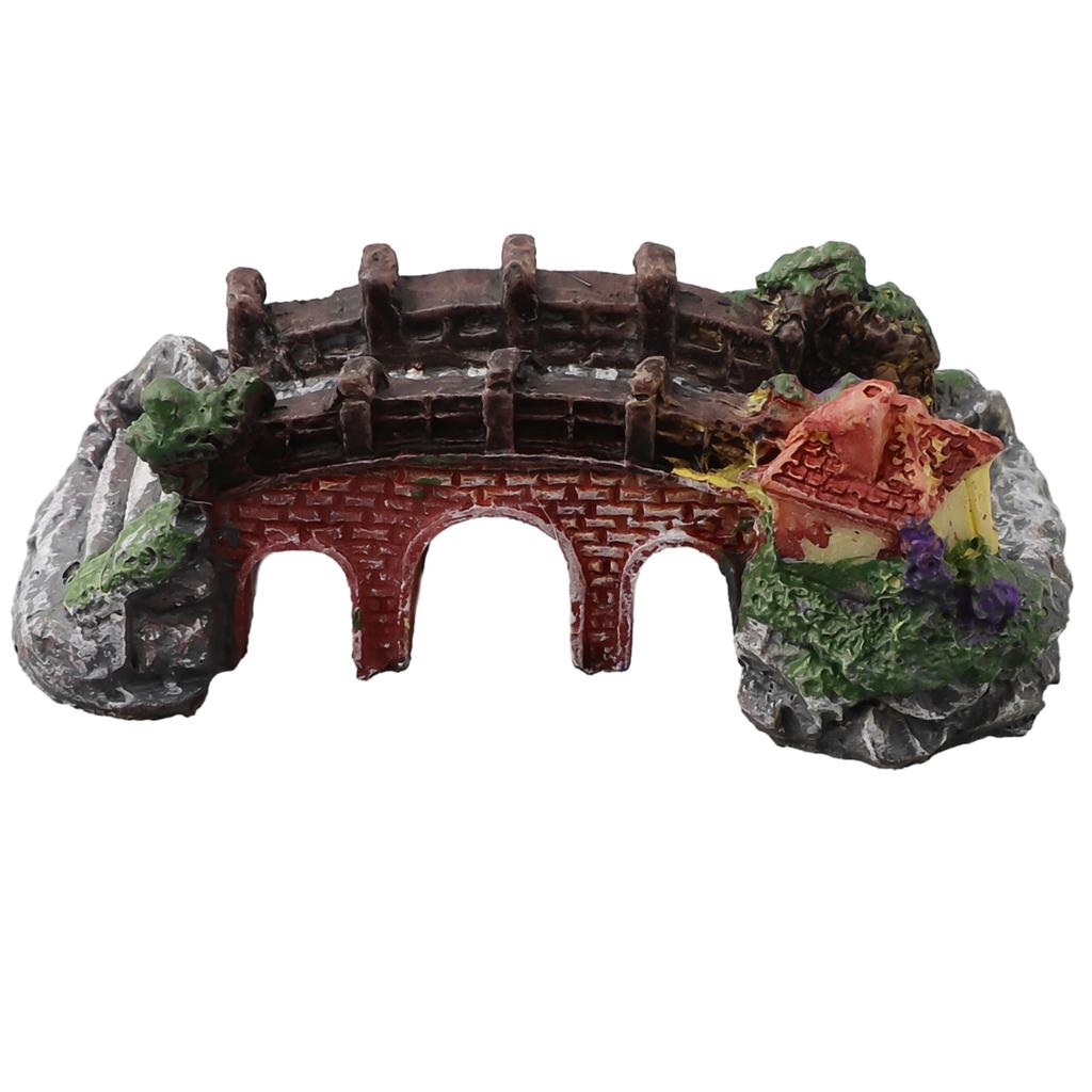 Aquarium Fish Tank Decor Rockery And Bridge Aquarium Ornaments Bridge Pavilion Tree Rockery Pet Supplies Tree Plants